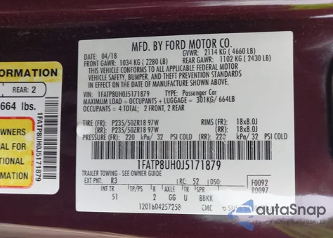 2018 Ford Mustang Ecoboost Premium from USA, damaged, VIN 1FATP8UH0J5171879